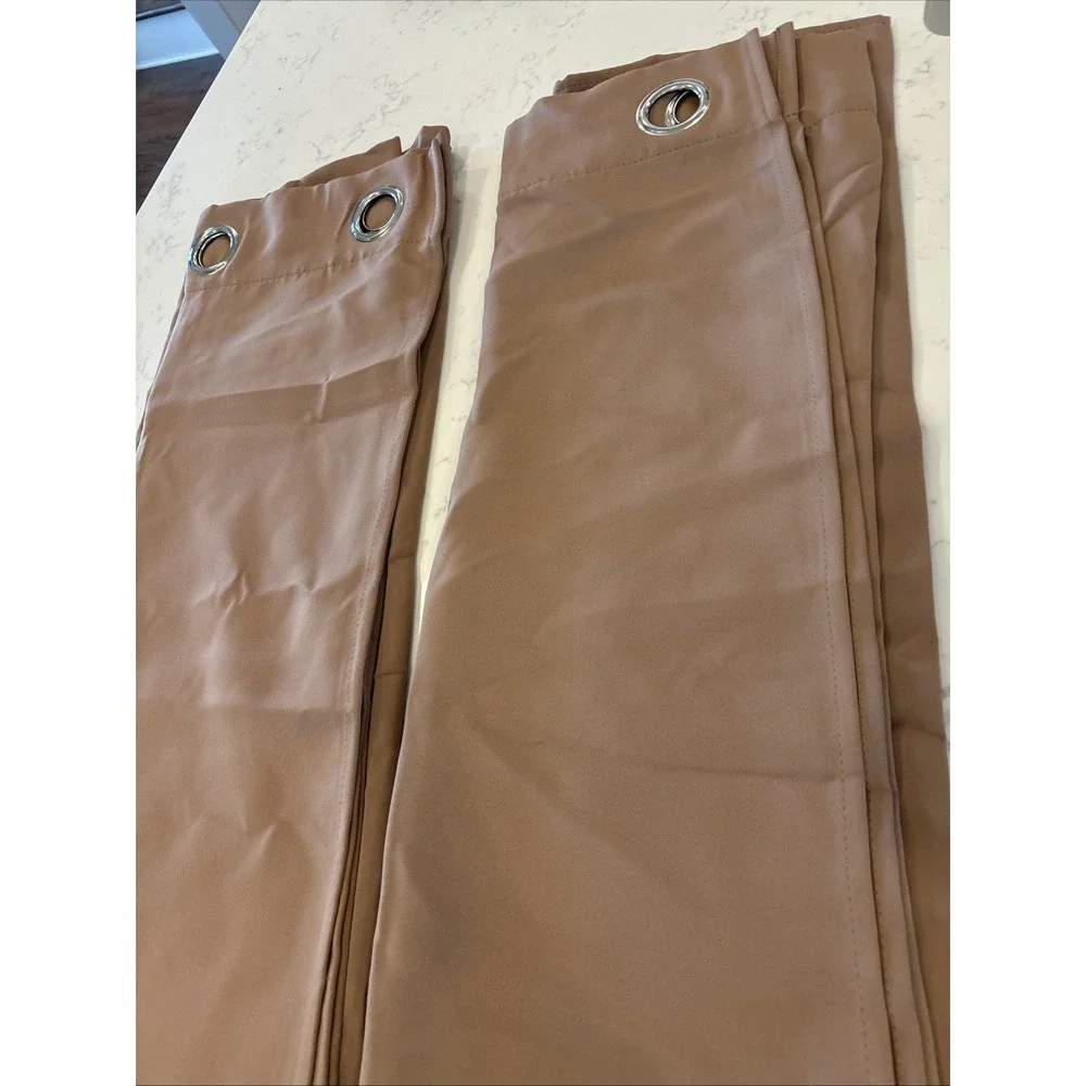 Grommet Blackout Curtains 2 Panels 52x84 Tan Brown‎ Solid Modern Masculine EUC